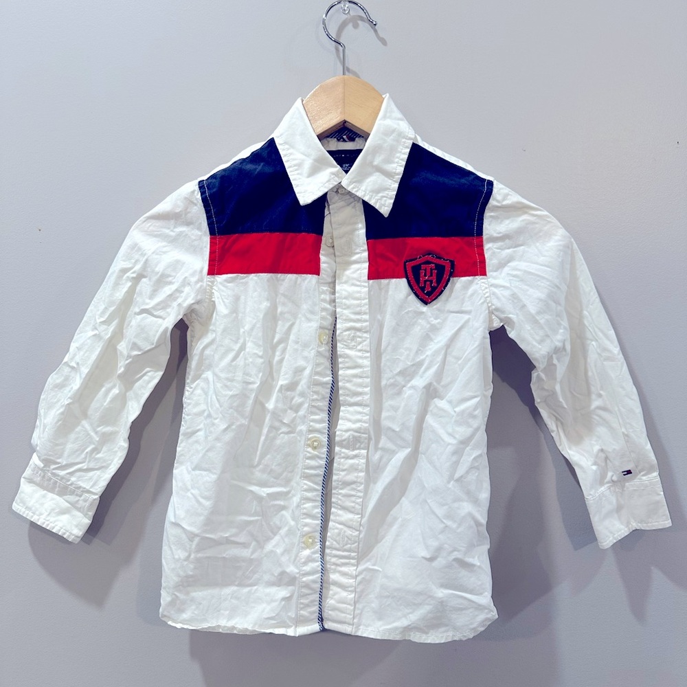 3 for $30_ Tommy Hilfiger Red, White, and Blue Kids Shirt, 100% cotton